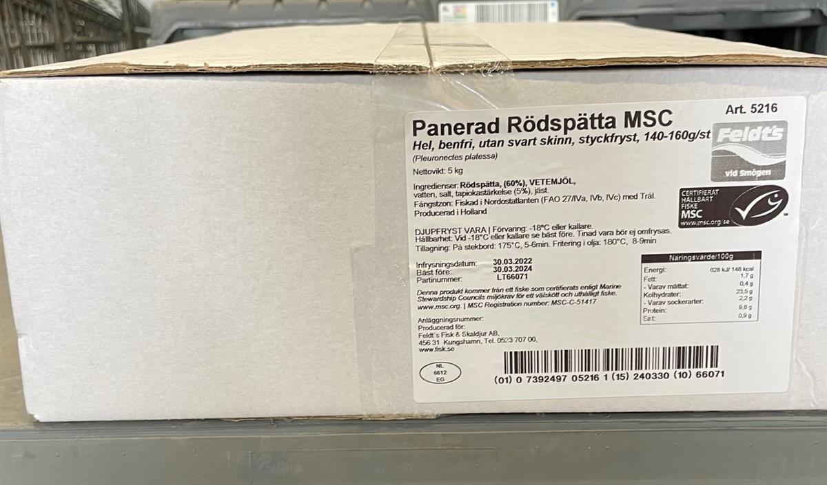 matkammeret - Fiskeprodukter - Rødspette panert ca 150gr 5 kg Feldts