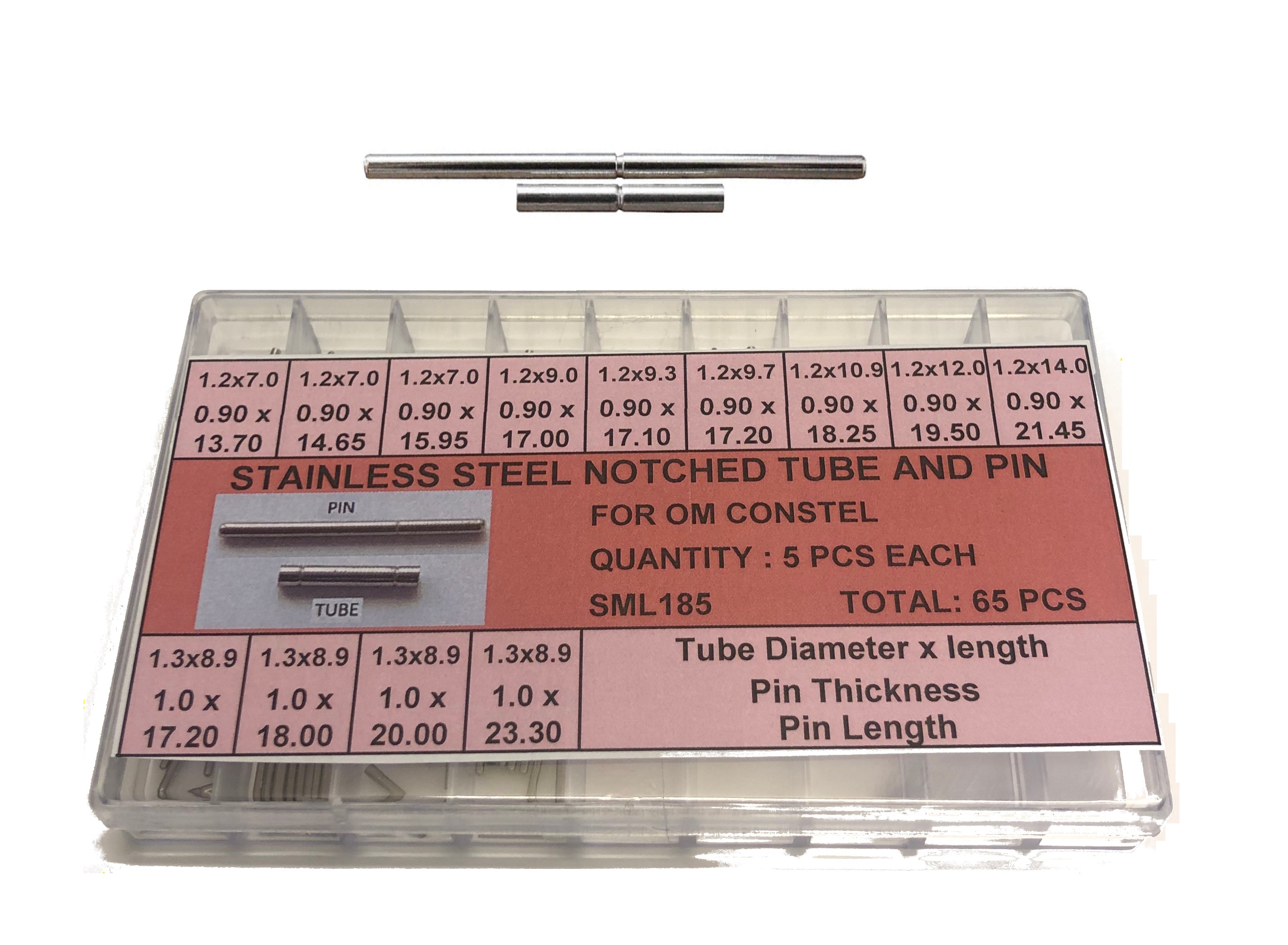 Stainless Steel Notched Tube & Pin Assorment - Baretter og stifter - at-s