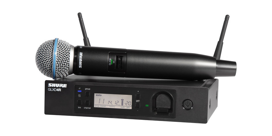 Shure GLXD24RE Rackmount vokal system med Beta58 GLX D Benum Shure GLXD24 vokal system med Beta58 Trådløse mikrofoner